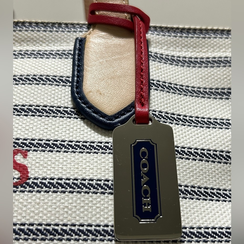 COACH X Saint James Legacy Weekend Tote in Ticking Stripe Canvas w/Leather Trim - Picture 4 of 16